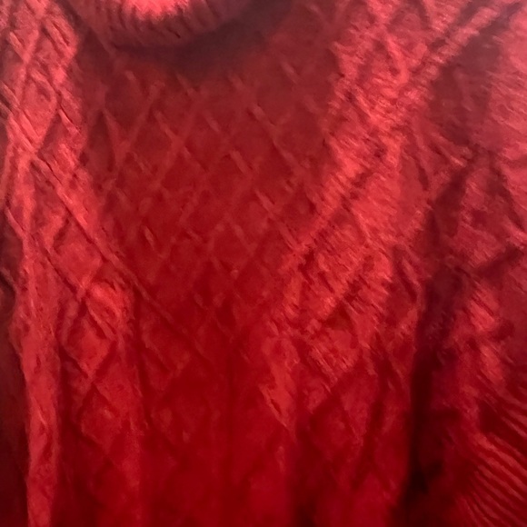 Loft Lattice Cable Turtleneck Poncho Red XS/S - Picture 3 of 6